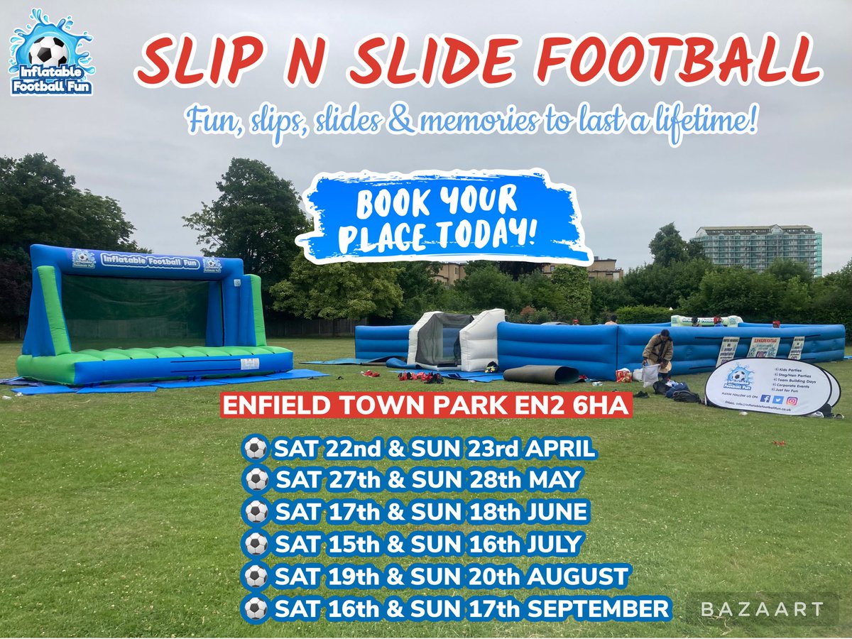 💦 IT’S OFFICIAL- EVENT PERMIT RECEIVED EARLIER TODAY! 💦

Book your place today by dropping us an email at:

📧 info@inflatablefootballfun.co.uk
 
INFLATABLE FOOTBALL FUN: Making Dreams come true! 🤩