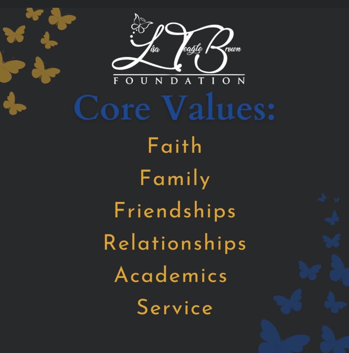 LisaTBF's tweet photo. Who are we? What do we value? At The Lisa Teagle-Brown Foundation we especially value faith, family, friendships, relationships, academics, and service! 
#phillynonprofit #nonprofit #philadelphia #philly #morals #faith #family #friendships #relationships #academics #service https://t.co/K1pUmNNtK1