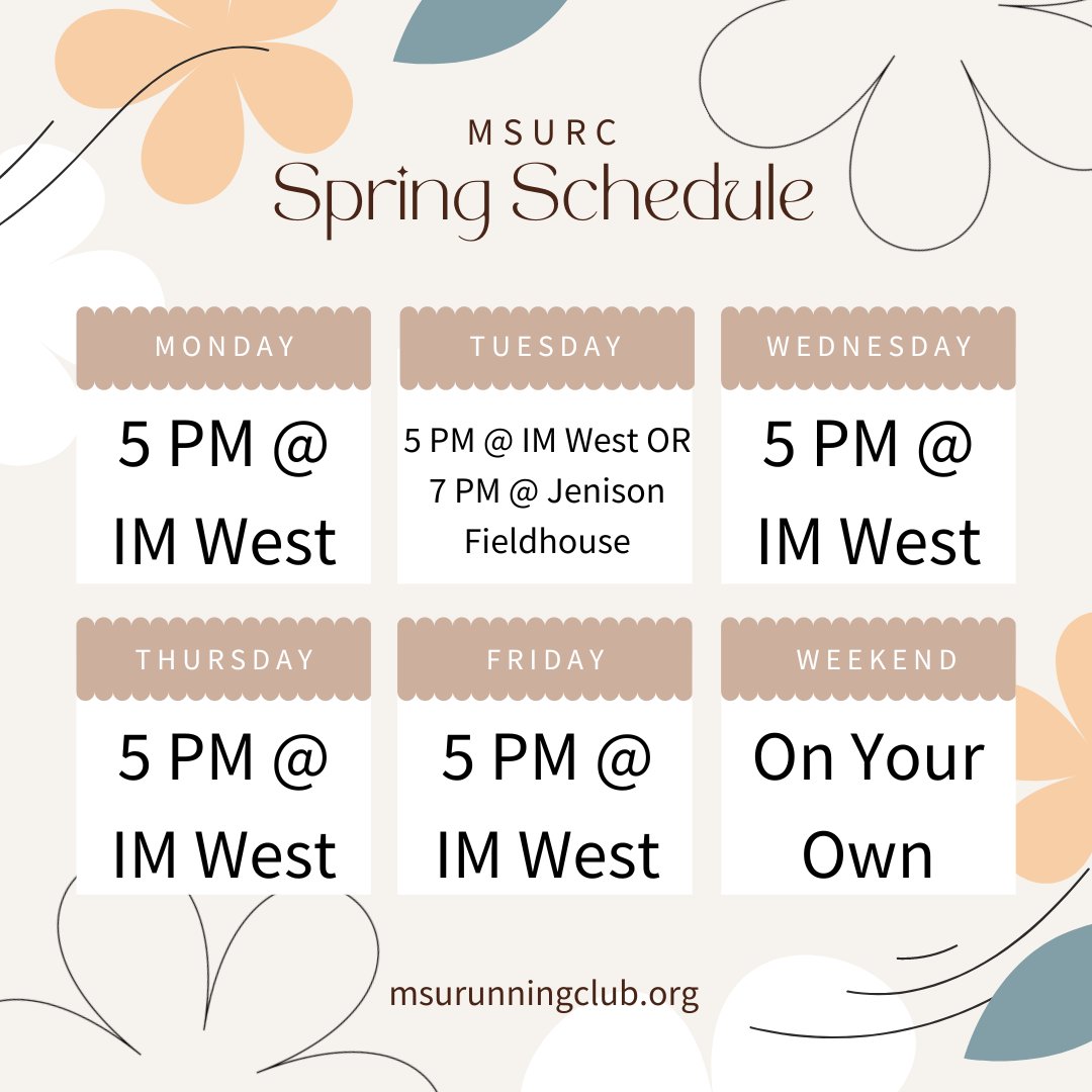 Starting today, we will be moving practice back to 5 PM Monday through Friday at IM West. We also plan to continue using Jenison Fieldhouse at 7 PM on Tuesdays for the foreseeable future, so feel free to attend either practice on Tuesdays. Weekends will continue to be OYO.