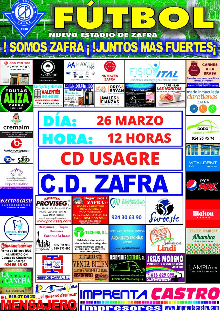 CDZafra's tweet photo. HORARIO | J21
👉 Último partido de la Liga Regular en casa
🆚 @CDUsagreO
🗓 26 MARZO
🕒 12 horas
🏟 Nuevo Estadio
🎫 NO SOCIOS 6€
👉 Los socios pueden llevar 1 acompañante GRATIS https://t.co/5NfM6l0cYF