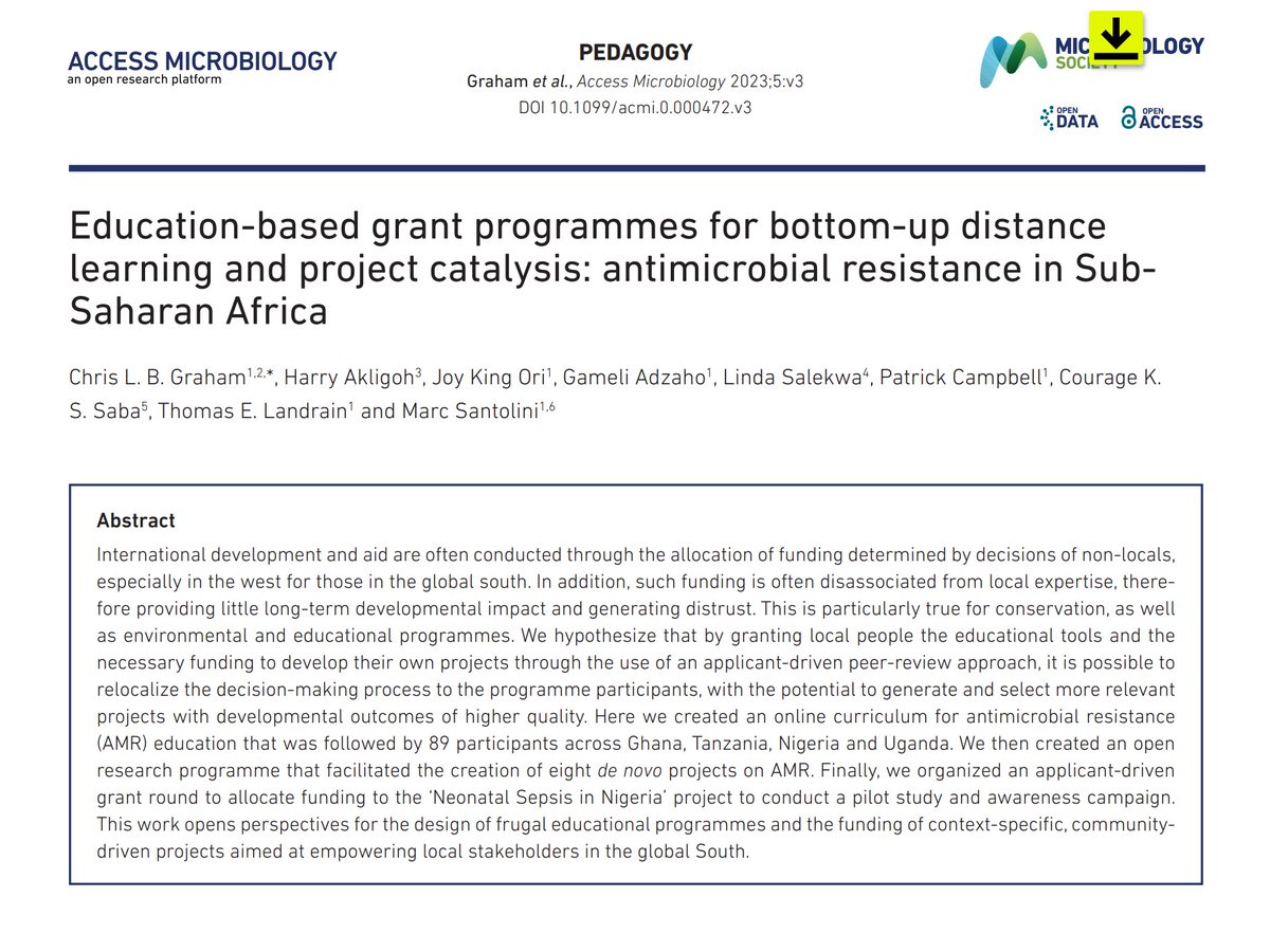 #publicationalert 
Take a look at how we used #OpenScience, citizen science, and #AI innovation to reinvent #AMR research in Africa. microbiologyresearch.org/content/journa…