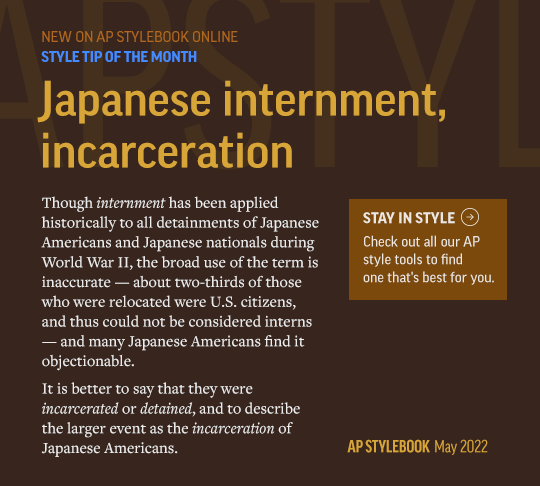 The Korematsu Institute applauds the decision by the <a href="/latimes/">Los Angeles Times</a> to no longer use the misleading term "internment" to describe the experience of over 125,000 people. This is not only about our Japanese American history. It is an important part of our American story.