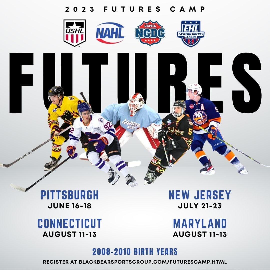 2023 Futures Camp registrations are live! Take the Ice with junior and NCAA college coaches and experience practices at the next level  🏒 

2008-2010 Birth years! 

Camp at Piney Orchard August 11-13, 2023. 

Register at blackbearsportsgroup.com/futurescamp.ht…
