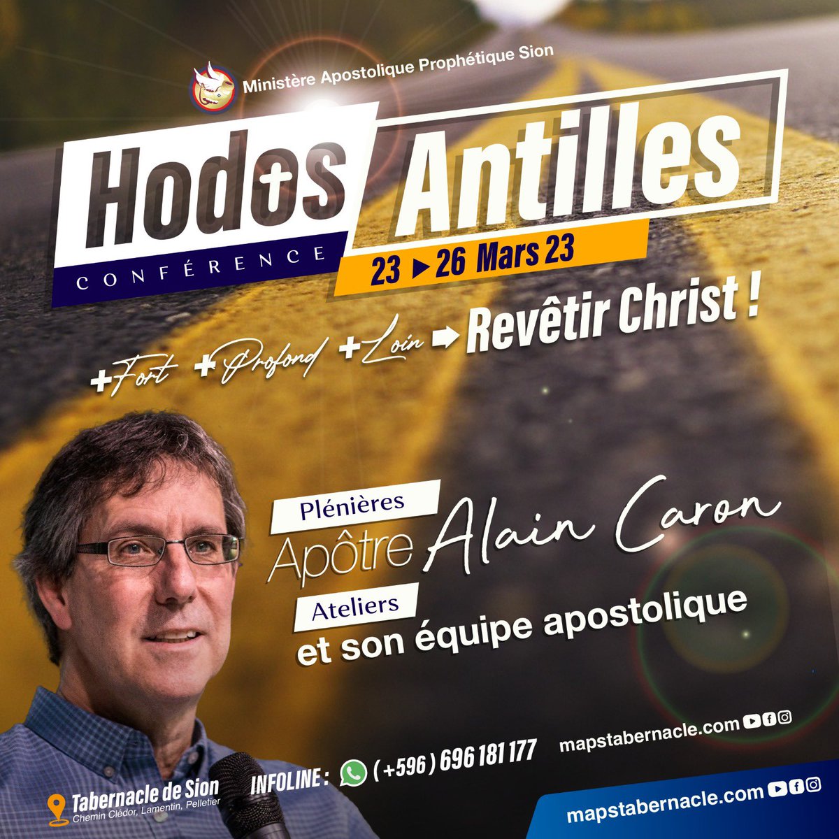 MapsTabernacle's tweet image. SHALOM A TOUS!!!🤗🤗🤗

SEMINAIRE HODOS ANTILLES
Rdv du jeudi 23 au dimanche 26 MARS 2023 avec l&apos;Apôtre Alain CARON et toute son équipe apostolique.

Tabernacle de Sion : Chemin Clédor, Pelletier, LAMENTIN.

INFOINE : +596 696 181 177
+ D&apos;infos sur mapstabernacle.com/hodos

#HODOS