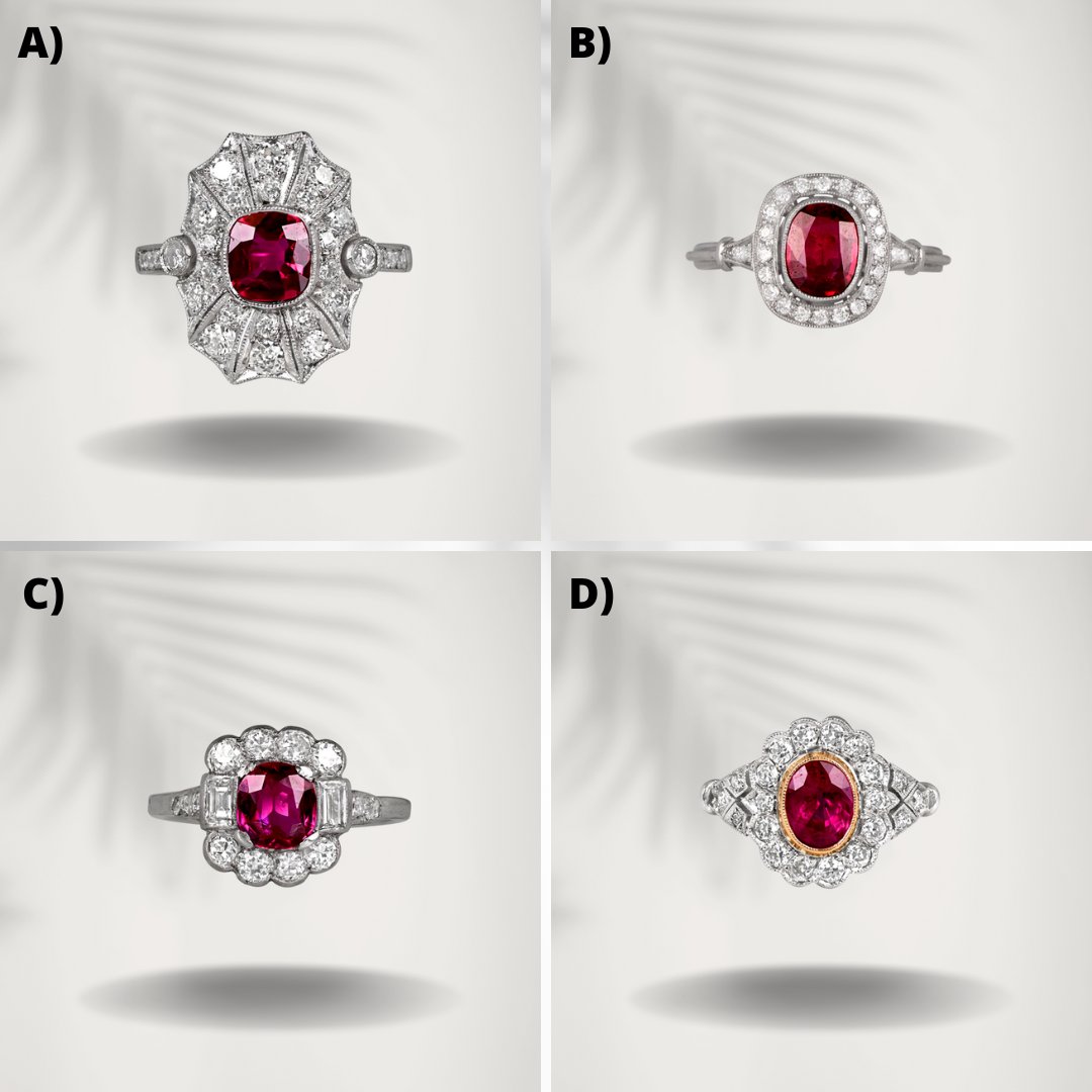 Shine bright like a ruby! Which of these beautiful ruby rings do you prefer? 💍❤️ #RubyRingLove #RingGoals #JewelryAddict #GemstoneGlam