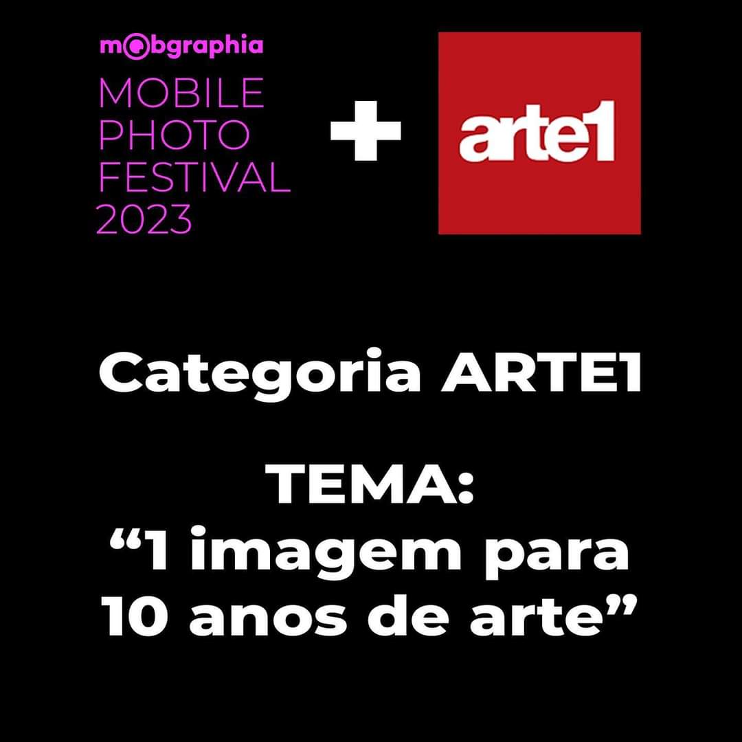 A Mobgraphia apresenta categoria especial Arte1, no MOBILE PHOTO FESTIVAL, "1 imagem para 10 anos de arte'".
 Leia atentamente o regulamento da categoria em:
mobgraphia.com.br
 <a href="/canalarte1/">Arte1</a>
<a href="/mObgraphia/">mObgraphia</a> 
#10anosdearte1