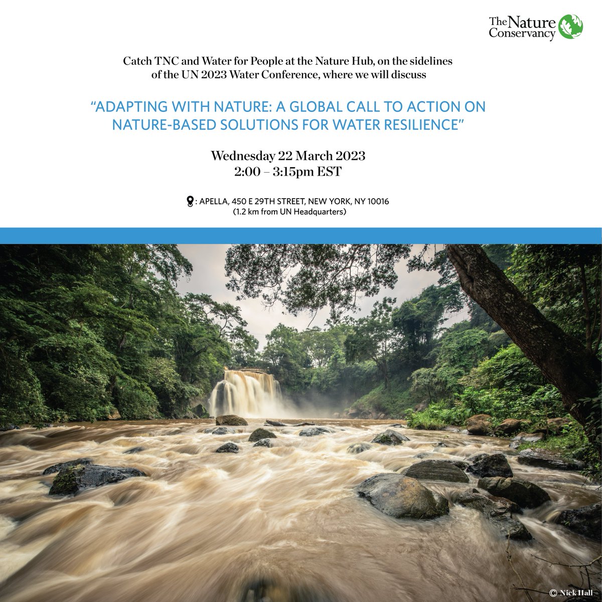 This week, representatives from around the world are in New York for the UN 2023 Water Conference. Catch TNC & @waterforpeople at the #NatureHub discussing the Blantyre Water Fund in #Malawi, just a few minutes from the UN Headquarters! #WaterAction NATURE.ORG/NATUREHUB