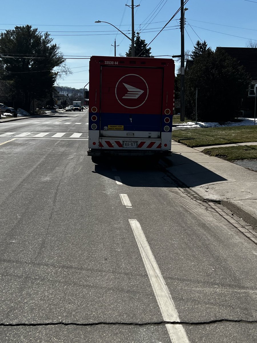 Hey <a href="/canadapostcorp/">Canada Post</a> GET OUT OF THE BIKELANE! There’s parking 15ft away. #hamont #HamOnt #canadapost #getoutofthebikelane <a href="/cityofhamilton/">City of Hamilton</a> #NoExcuses #VisionZero #vision2020?