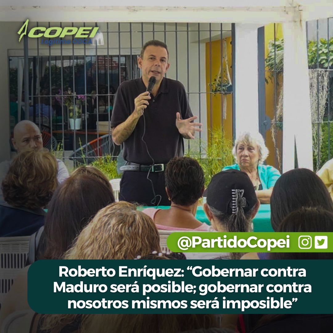 PartidoCOPEI_'s tweet photo. 🇻🇪 | Nuestro presidente nacional, @robertoenriq, aseguró este lunes que el proceso electoral de primarias opositoras no es una competencia, “para ganarnos entre nosotros mismos, son para ganarle a Maduro”. https://t.co/twqhXu1Sih