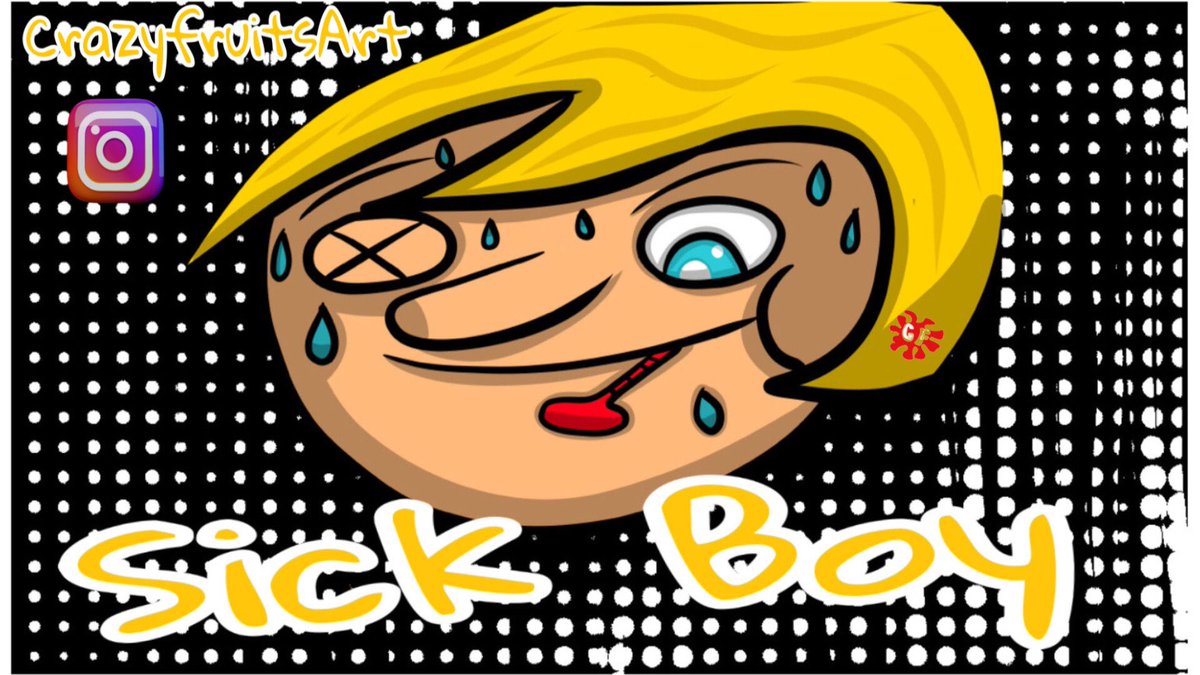 crazy_fruits6's tweet photo. Hey introducing “SICK BOY” one of my own creations. I don’t really do logos but I had an idea last night and I liked it so I’m start drawing cartoon logos. #crazyfruits #crazyfruitsart #cartoonist #drawing #freelancers https://t.co/FCQOL8SHNs