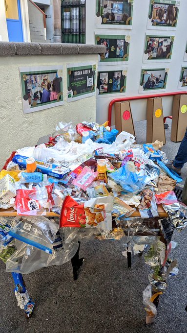JesuitesEdu's tweet photo. 🌯  La comissió verda del #DreamGreen de Primària de #JEStGervasi ha visibilitzat la quantitat de residus d'envasos d'un sol ús que genera l'alumnat amb els seus esmorzars. Ens animen a canviar d'hàbits i passar-nos als embolcalls reutilitzables. Us hi sumeu? 🫶🌍 https://t.co/PuV3TfLH72