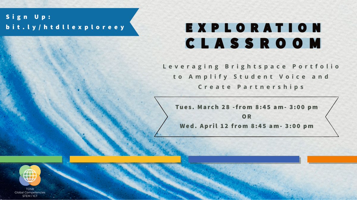 Come see our classroom and how to leverage Brightspace Portfolio to amplify student voice and create partnerships with parent(s)/guardian(s). Sign up at bit.ly/htdllexploreey.
