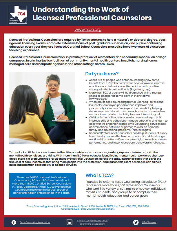 CounselorFrutos's tweet photo. Have you ever wondered about the role of a Licensed Professional Counselor? @TxCAtweets https://t.co/f8fQtWi0fd