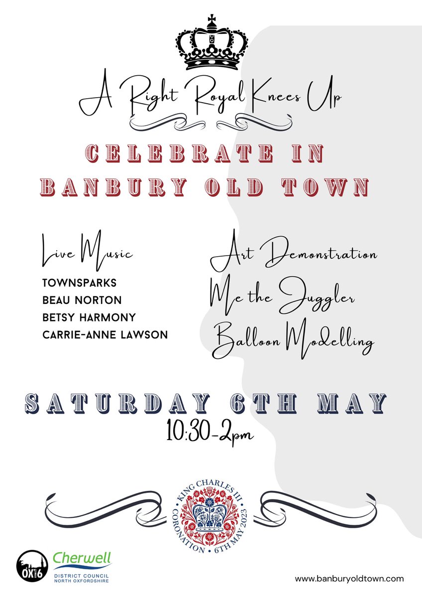 We can’t wait!
Find more about our line up soon. 
👑
#banburyotp #Coronation2023 #banbury #banburyoldtown #indiebanbury