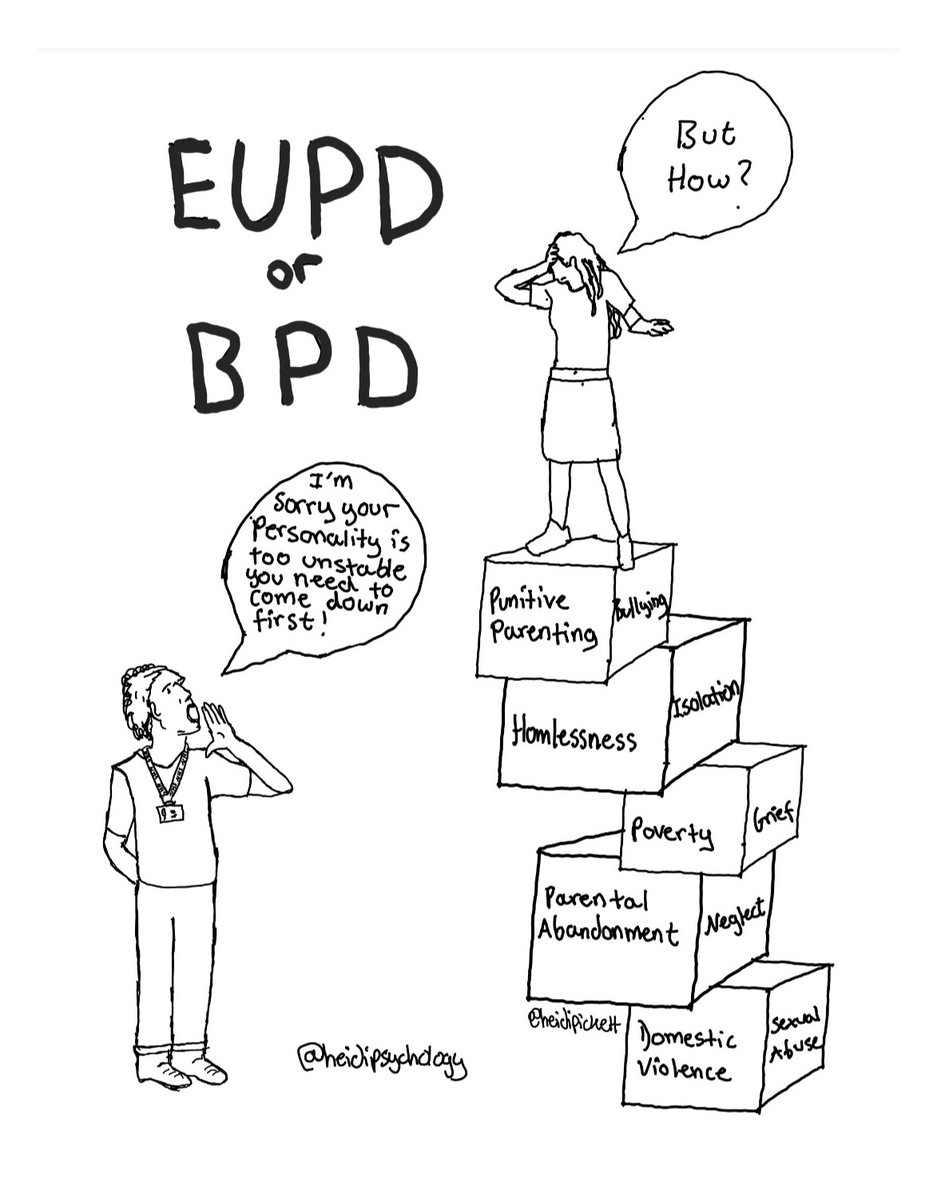heidipsychology's tweet image. Those given this diagnosis have been stigmatised, judged and neglected in our services, and the history that led to presenting difficulties, ignored ✍️🏽 #psychology #mentalhealth #eupd #bpd