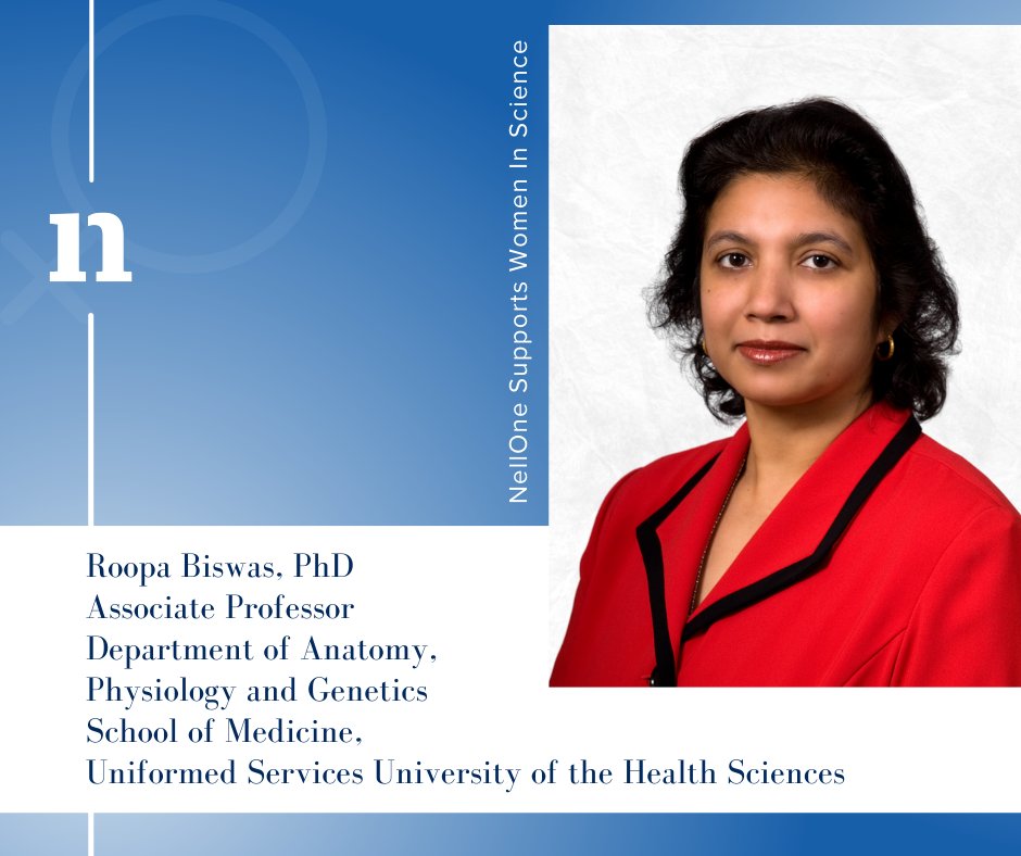 N1Therapeutics's tweet photo. NellOne supports women in science, like Roopa Biswas, PhD. Her work at @USUHealthsci focuses on understanding mechanisms associated with the regulation of inflammation and developing anti-inflammatory therapeutics. #womeninscience #ScienceSHEroes #WomenInSTEM https://t.co/bwSzlT7MhM
