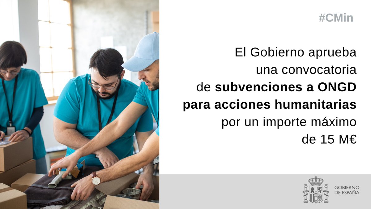 MAECgob's tweet image. En el #CMin de hoy se aprobaron diversos acuerdos en el ámbito del @MAECgob:

🪪 Concesión de servicios para la tramitación de visados.
📩 Convocatoria para subvenciones a #ONGD.
📜 Declaración por el Día de la Eliminación de la Discriminación Racial.

lamoncloa.gob.es/consejodeminis…