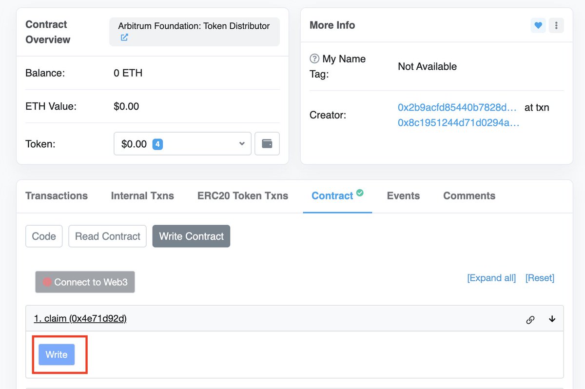 How to become the first group to claim $ARB ~1.15 hour before the time:

Claim it directly from the contract
arbiscan.io/address/0x67a2…

Then dump on CEX like Kucoin at the moment they launch the trading pair (the wicked candle)

That's how you make the most profit chads 🧠👀