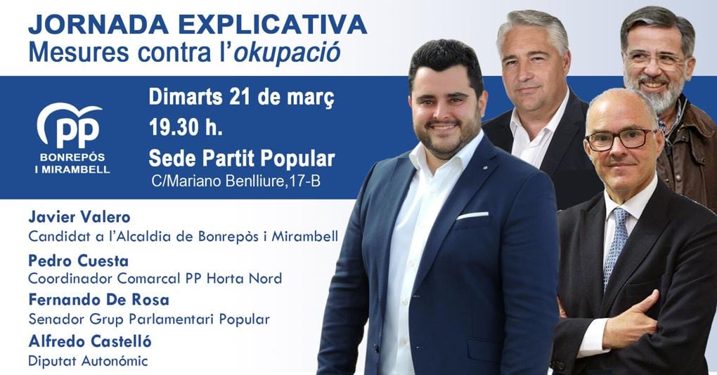 💙 Mañana os esperamos para la Jornada Explicativa de las medidas contra la ocupación.💙

📢¡¡¡Os esperamos!!!📢