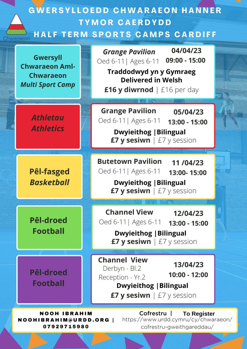 ‼️ Mae Gwersylloedd Chwaraeon Yr Urdd yn barod i gofrestru ar gyfer Pasg. Cofrestrwch yma - buff.ly/3lhj3cK 

Urdd Sports Camps are ready to register for Easter. Register here - buff.ly/3JpaBQI ‼️