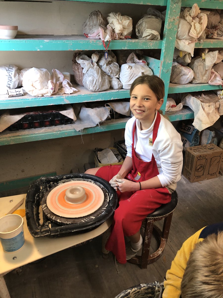 BESseagulls's tweet photo. Mrs. Strickland's fourth and fifth graders walked to McSweeney Clay Studio and created a pot on a wheel!!!! BES is SO fortunate to have great resources within walking distance.:) https://t.co/OZXFY1OEgC