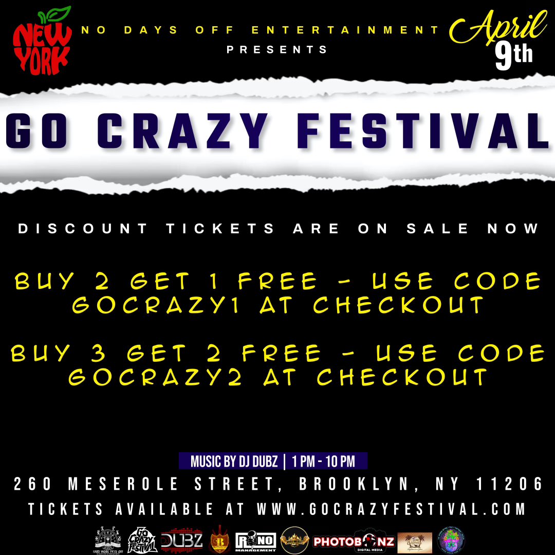 sayso_young's tweet photo. Go where good vibes are!

April 9th in Brooklyn, NY, Go Crazy Festival is giving college students free admission to come and experience live music and performances from music artists from all around the United States. 
Proof of valid school ID with a valid gov’t ID required https://t.co/LRnJvomEGn