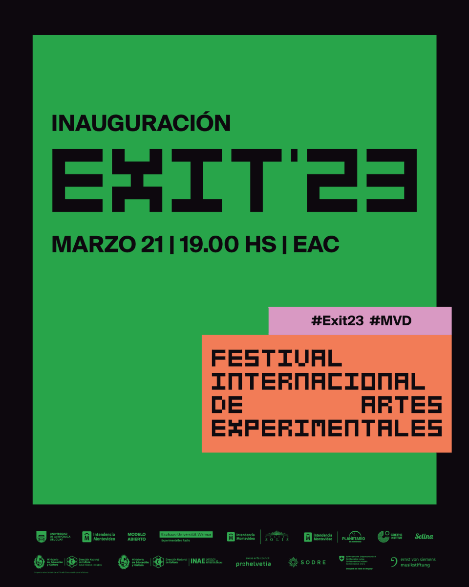 ¡YA LLEGA! MAÑANA gran presentación a cargo de los co-directores de #EXIT23 Roberto Maqueda y Juanita Fernández. 

Venite solx o con amigxs para dar comienzo a un FESTIVAL que se las trae ⚡ Además, podrán disfrutar de la instalación de Nicolas Varchausky IM-PER-DI-BLE 💥
