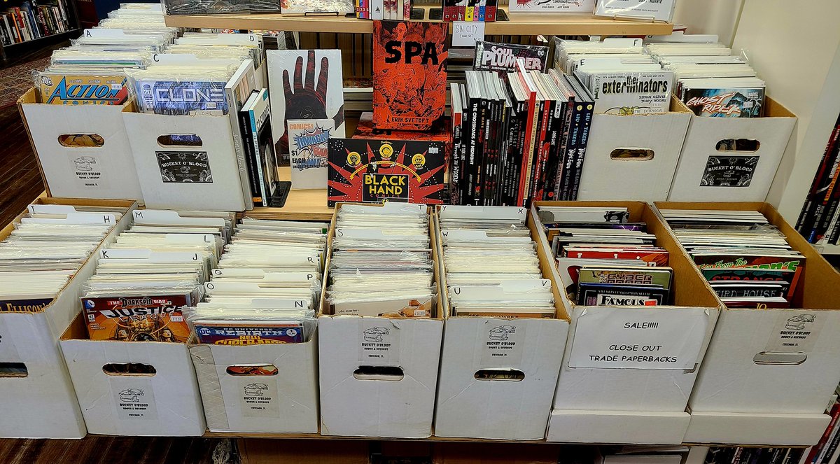 #backissue bins just got filled up! Come flip through some #comics! #comicbooks #bookstore #bucketoblood