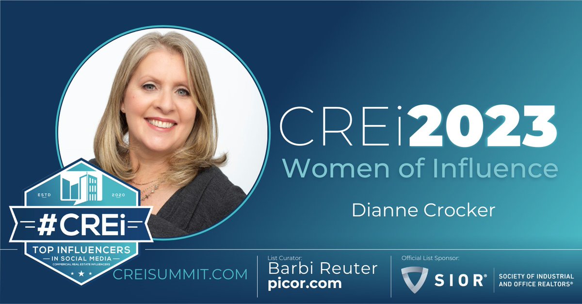 🏆 Congratulations to Dianne Crocker on the 2023 CREi List of Influential Women in Commercial Real Estate announcement! Please join us in congratulating Dianne and all the other inspiring winners. 

#LightBoxRE #CRE #WomenInCRE @creisummit @dpcrocker