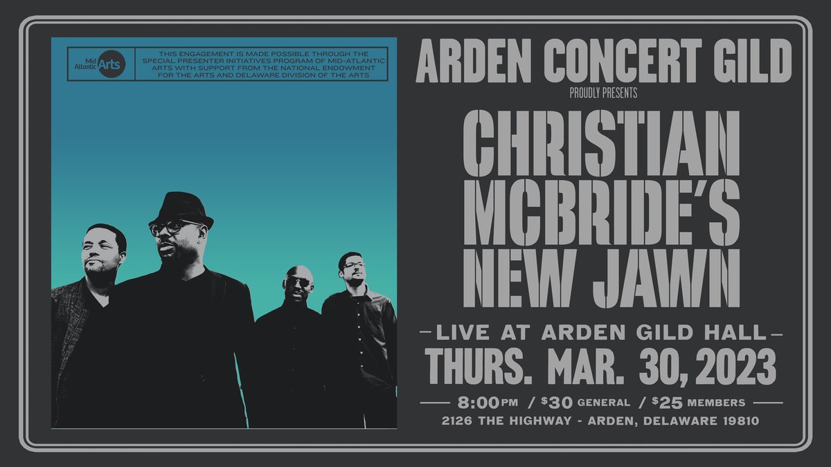 ArdenConcerts's tweet image. Rave Reviews for new Christian McBride LP, Here in Arden in 10 Days! - mailchi.mp/ardenclub/mcbr… ardenconcerts.com for all tickets @mcbridesworld #jazz #newjawn @seneathbeats @marcustrickland #joshevans Comedy April 15 @jackiekashian #netde #inwilm