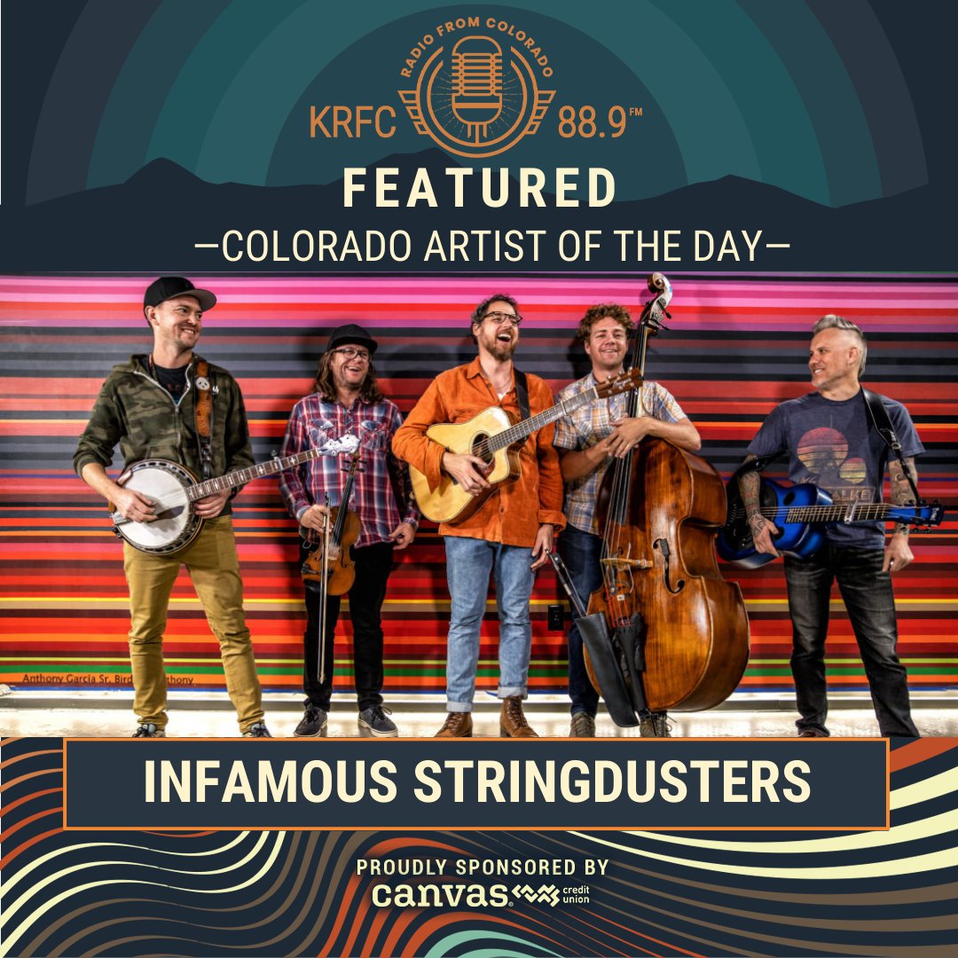 krfcfm's tweet photo. Today’s Colorado Artist of the Day is @stringdusters!
Colorado Artist of the Day is proudly sponsored by Canvas Credit Union @canvasfamily helping Coloradans afford life.
#radio #fm #internetradio #coloradoartist #coloradomusic #artistoftheday #fortcollinsmusic #stringdusters https://t.co/5pV7jsplEw