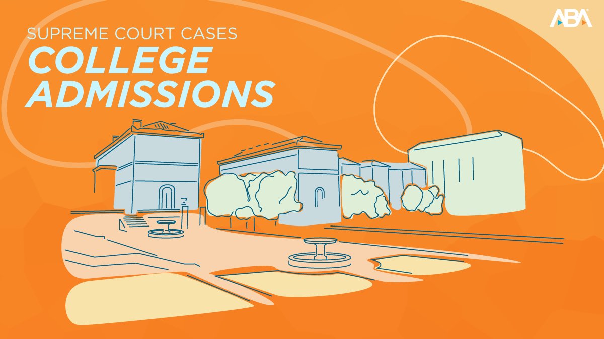 ABAesq's tweet image. In two cases that could have a far-reaching impact on college and law school admissions, the Supreme Court is considering whether to overrule or narrow long-standing precedent that allows universities  to use race as one of many factors in admissions. ambar.org/1rzony