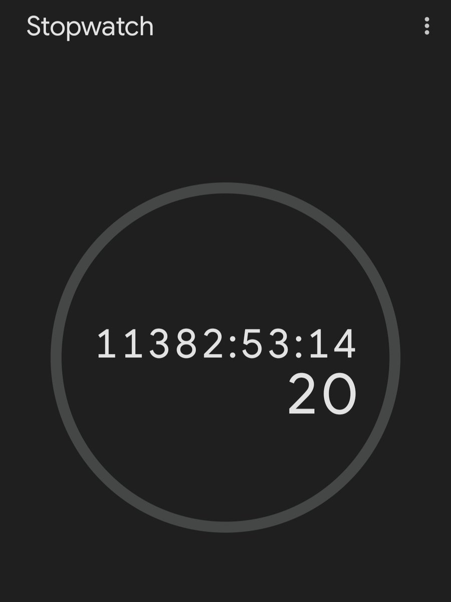 11,382 hours 53 minuets since I forgot to stop my stopwatch that one time