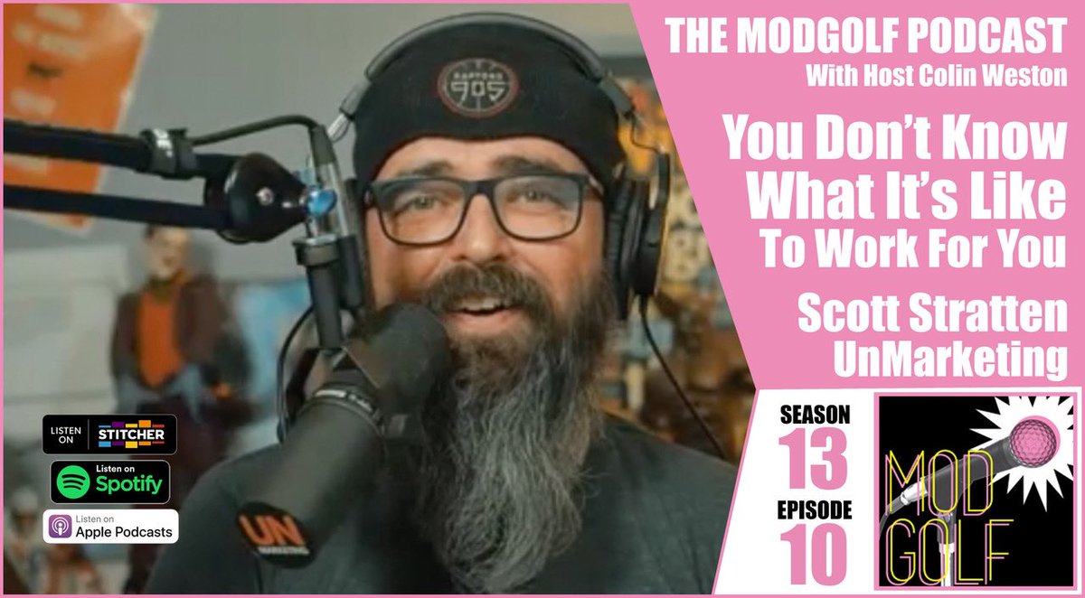 ModGolfPodcast's tweet photo. @libsyn New episode! @unmarketing Creator Scott Stratten joins us to share how the golf industry can flourish by embracing the virtues of authenticity, integrity and community.

click to listen >> https://t.co/DLI7HgNjpL

#golftalk #modgolfpodcast #SportsBiz #unmarketing https://t.co/AQyoNXIpjy