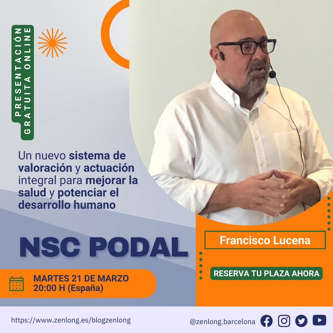 ZenLongBB's tweet photo. Presentación de la formación NSC Podal de la mano de su creador, Francisco Lucena. 

Inscripción gratuita: https://t.co/0MO5TGP7Tw

#formacionzenlong 
#nscpodal 
#naturopatia naturopa https://t.co/upIG7yhZHu