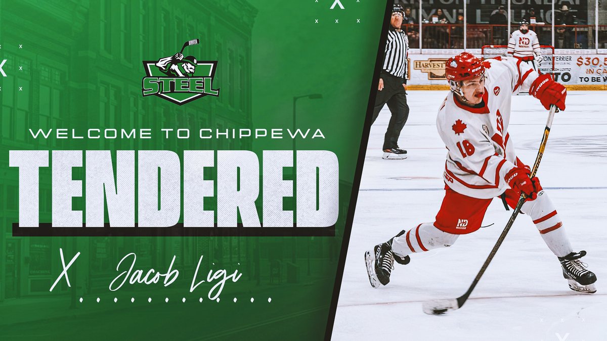 🚨 TENDER ALERT 🚨 

The Chippewa Steel announce they have tendered Jacob Ligi who has played most recently with the Notre Dame Hounds of the SJHL. Welcome to Chippewa Valley Jacob! 

📸 Big Dave Photography