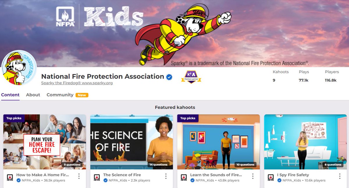 Sparky_Fire_Dog's tweet photo. Learn fire safety with Sparky® on Kahoot! https://t.co/e2Ly8xEJRZ #SparkysBirthday https://t.co/AEaDLcuxIi