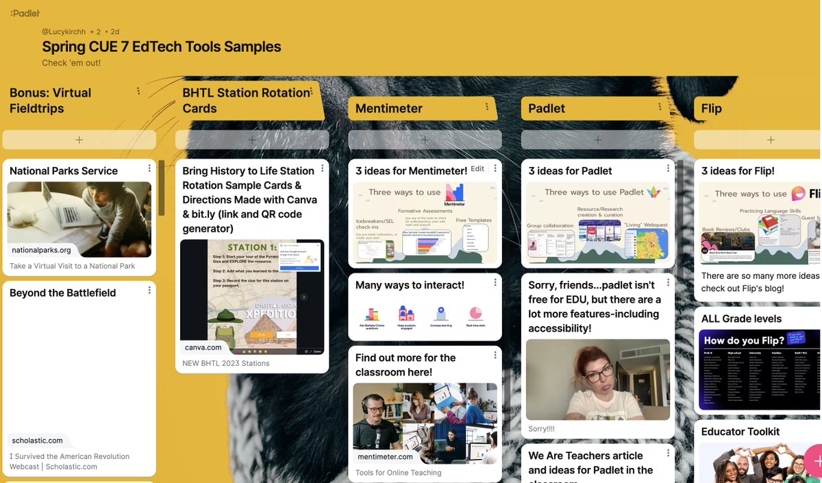 LucyKirchh's tweet image. Happily Exhausted after #SpringCUE! We learned, we collaborated, we grew, we shared, we laughed...what a wonderful CUE experience!

Bonus: here's the updated @padlet with ALL of the ideas &amp;amp; resources from @HistoryFrog &amp;amp; my  #BringHistoryToLife session: bit.ly/SpringCUEBHTL