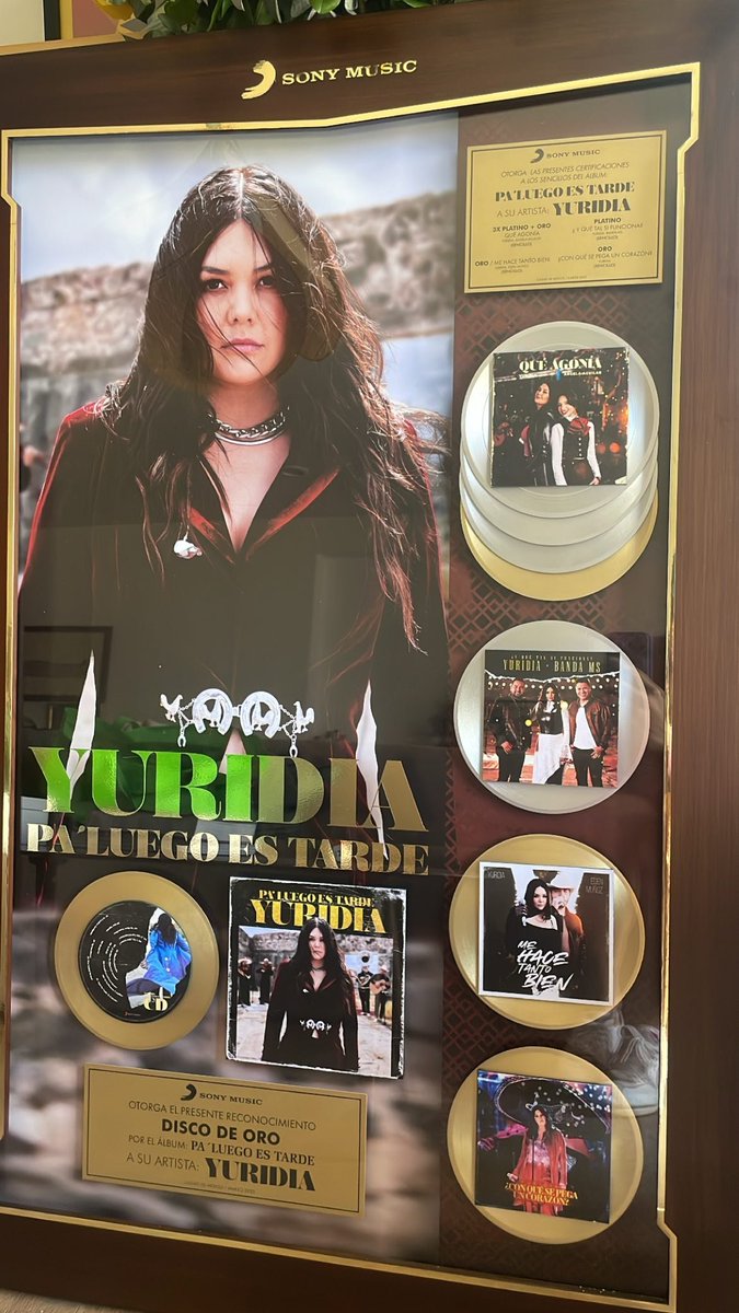 Pero que bonito 💗😍 #Yuridia 
#PaLuegoEsTarde ORO 
#QueAgonia TRIPLE PLATINO + ORO
#YQueTalSiFunciona PLATINO 
#MeHaceTantoBien ORO
#ConQueSePegaUnCorazon ORO