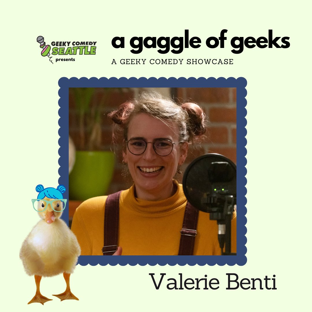 Geeky_Comedy's tweet image. Meet the producer of #GaggleOfGeeks, the funny/bunny @Valerie_Benti (cause of the buns, get it?)

Join us on March 23! Tickets and info at tinyurl.com/GaggleOfGeeksC…

#SeattleComedy #GeekyComedy #SeattleNightOut #NerdyComedy