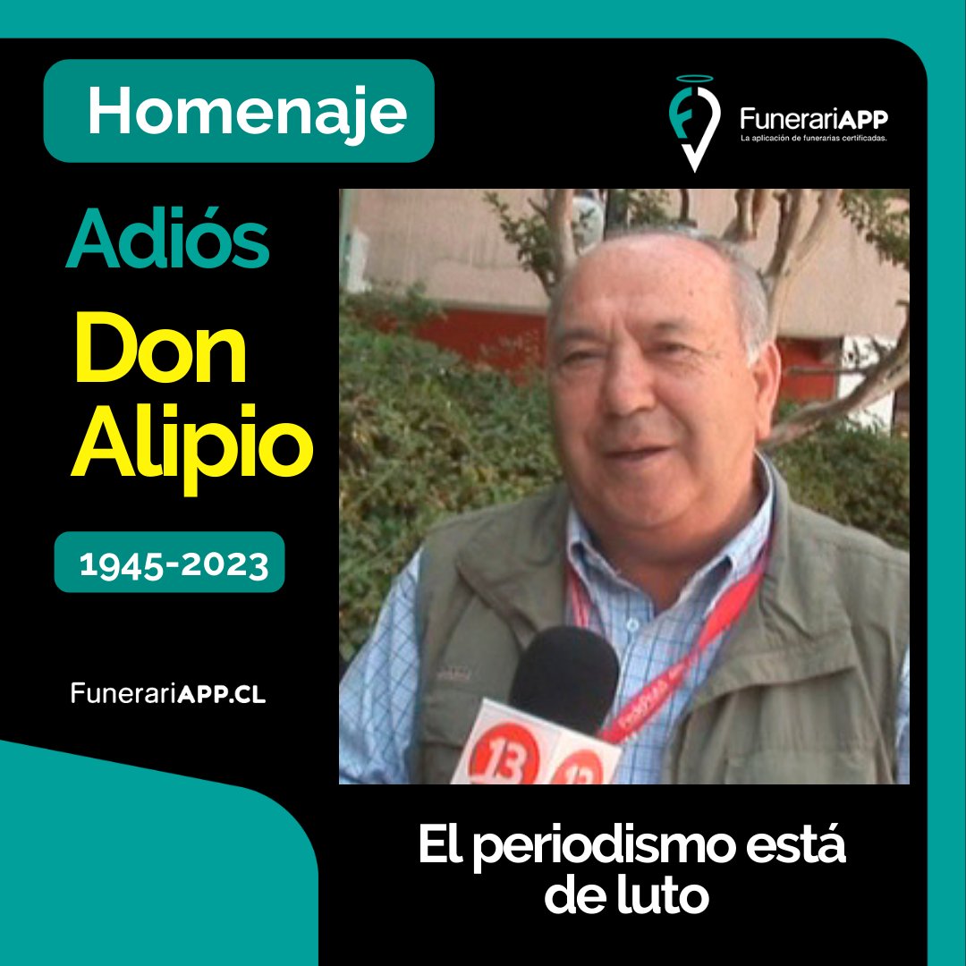 funerariapp's tweet photo. El #periodismo está de luto. Nuestras condolencias a toda la familia, amigos y colegas del mundo periodístico ante el fallecimiento de un grande de las comunicaciones, don #AlipioVera

#QEPD
#periodista
#funerariapp https://t.co/r9PDX7GFA7
