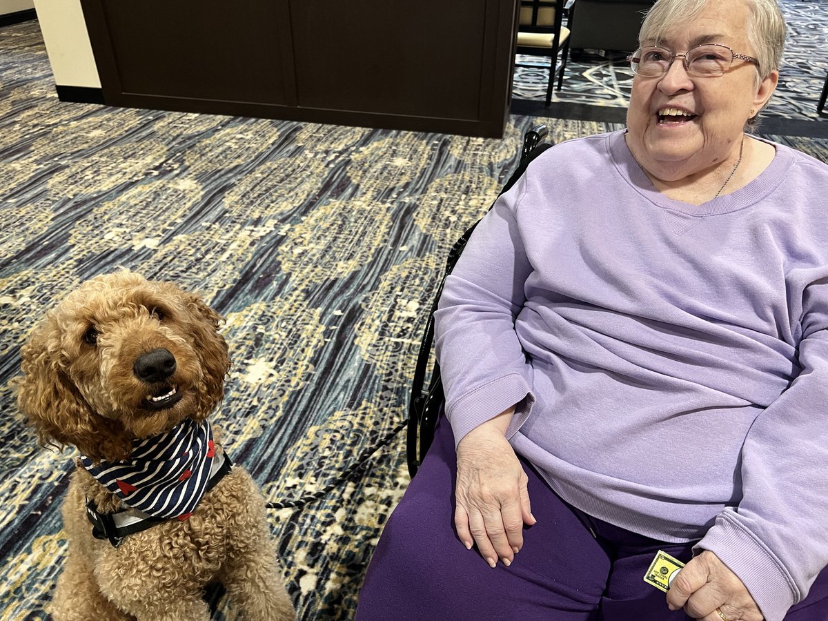 🐶 Can we get a woof woof for our new four-legged friend?

🐾 Banx Alexander spent the weekend with us &amp; we can’t wait for his return! 

👋 Do you have a pet you’d like to share with us? Contact our Life Enrichment Department today!

#TrilogyLiving
#PetTherapy