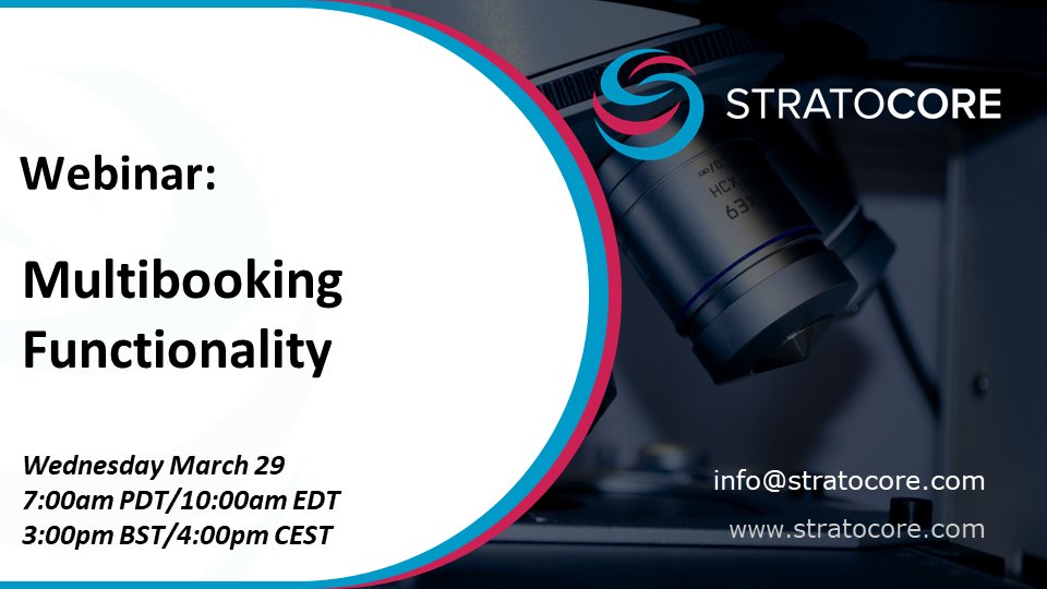 stratocore's tweet photo. 💫Please join us March 29 for our #webinar!💫
We will be covering #Multibooking Functionality followed by Q&A w/our team!
✍️Get in touch or📨check your email for details.
#corefacility #labops #sharedresources #SaaS https://t.co/uu6uq46zqq