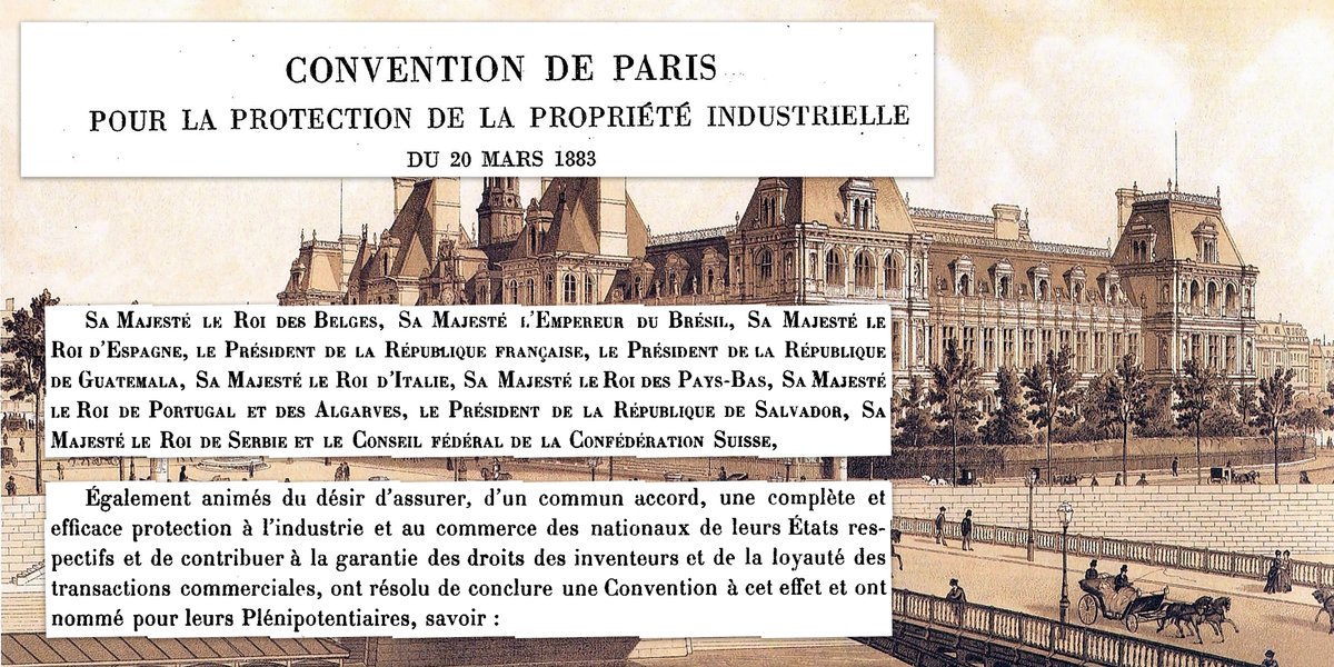 uspto's tweet photo. Today marks the 140th anniversary of one of the first #IP treaties, the Paris Convention. First signed in 1883, it is still in effect and includes 179 countries, making it one of the most widely adopted treaties worldwide. More patent history: https://t.co/xkBJJm0QzQ @WIPO #OTD https://t.co/oQIa4pE5j0