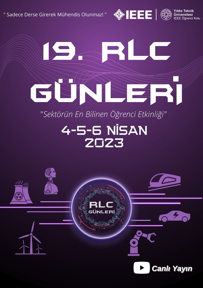 Türkiye çapında “Sektörün En Bilinen Öğrenci Etkinliği” unvanıyla efsaneleşen, bu yıl 19.sunu düzenleyeceğimiz RLC Günleri etkinliğimiz yeni tarihiyle karşınızda!  Hemen yerini ayırt!

Kayıt İçin:  docs.google.com/forms/d/e/1FAI…
<a href="/ieeeytu/">IEEE YTÜ</a>