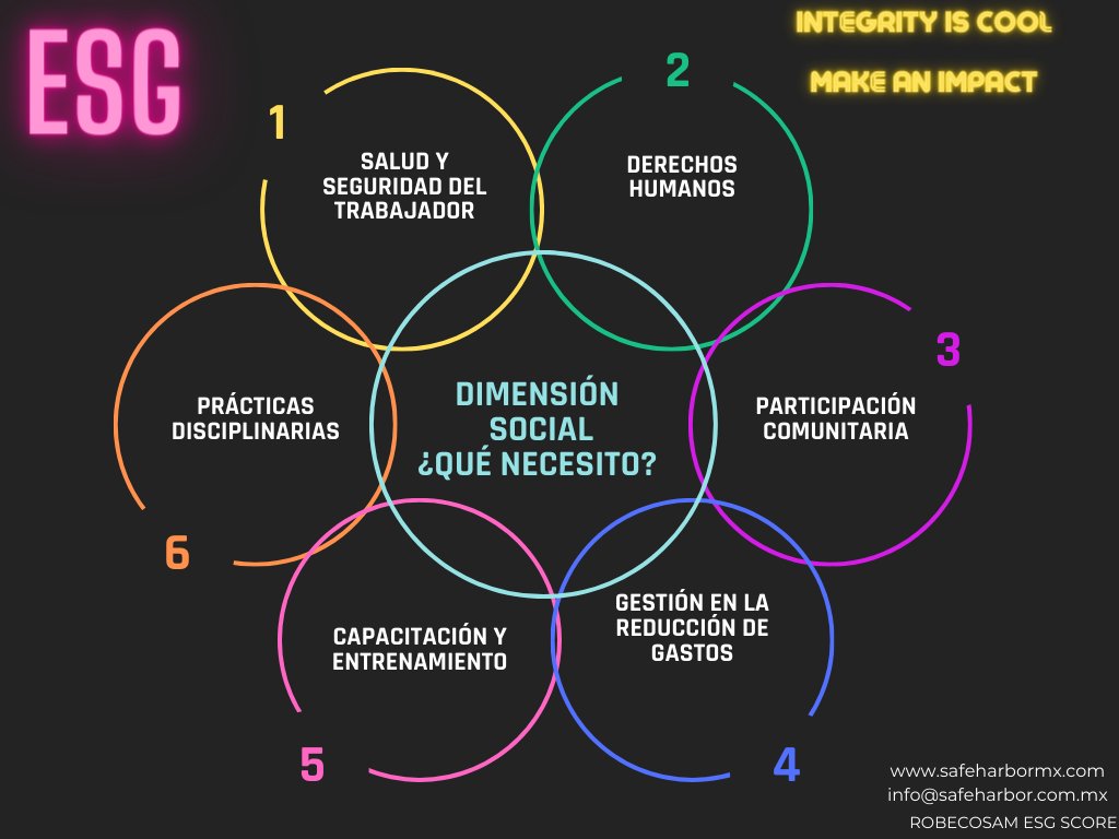 PaoMosti's tweet photo. La "S" en #ESG representa la #Dimensiónsocial de tu #programa. ¿Qué necesitas para cumplir con esta dimensión? #integrityiscool #makeanimpact #EmpresaSocialmenteResponsable #safeharbormx https://t.co/wNQJozEUbZ