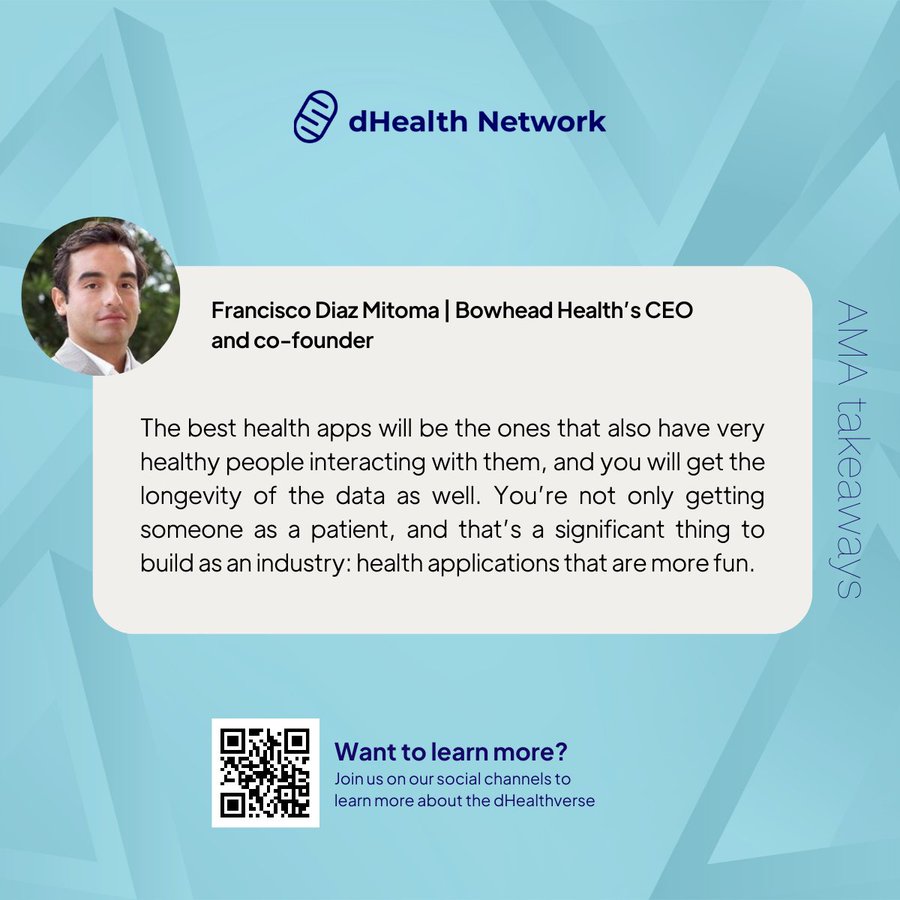 dHealth_Network's tweet photo. How can healthy people also benefit from #dHealth's #apps?

Suppose you are going out for a walk 🚶🚶‍♀️ , and then you earn #DHP tokens. That’s pretty cool cause you’re going to go for that walk anyway, but now you have some #Health #data, plus #crypto #tokens. https://t.co/Pt7M4gec98