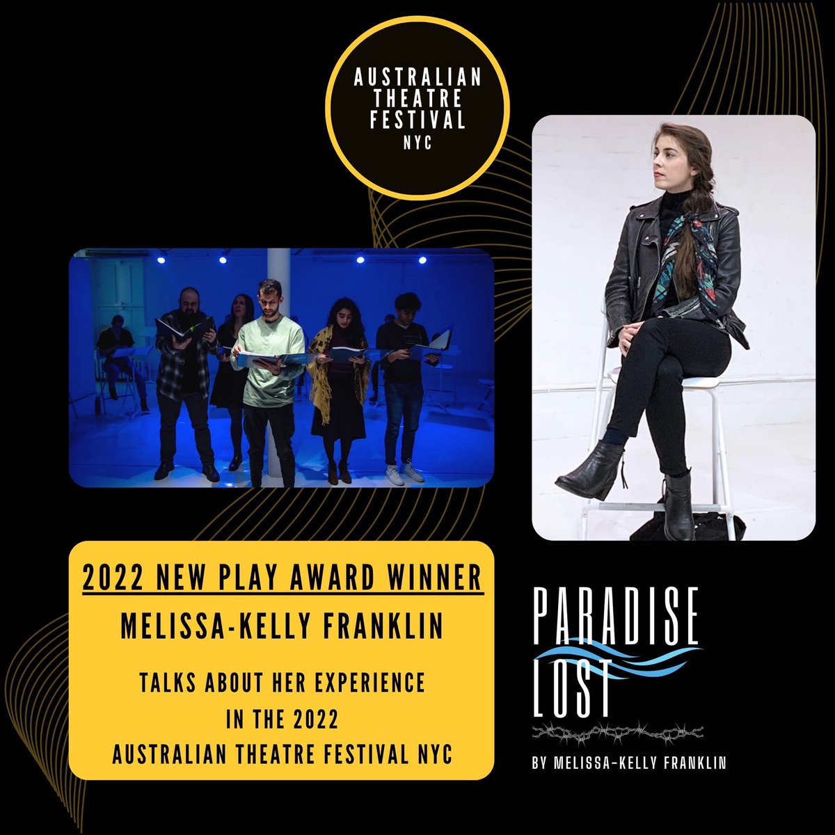 AusTheatreFest's tweet photo. 📌 Hear from 2022 #NewPlayAward Winner @MelissaKelly_F as she reflects on her experience in the #AustralianTheatreFestivalNYC 👏

‼️FINAL TWO WEEKS to submit for the 2023 New Play Award! 
Details at - https://t.co/ZvhDOs2rZR https://t.co/x56J6oFTlV