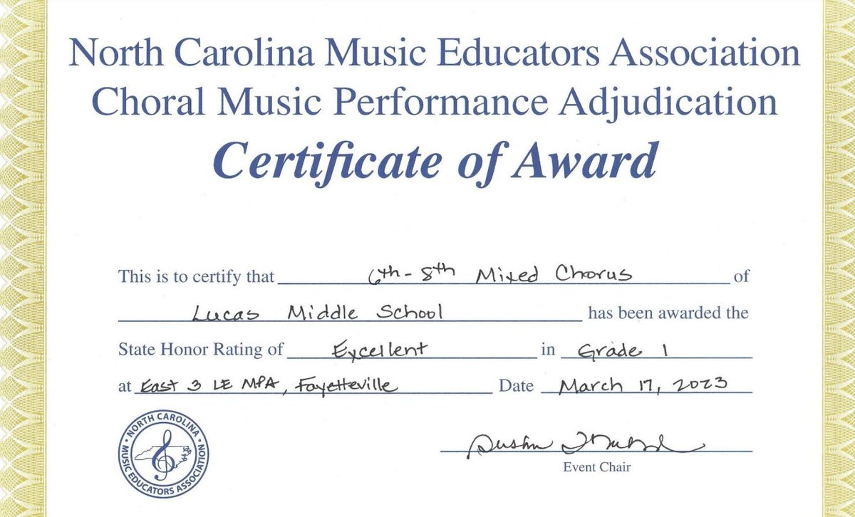 Congratulations to Lucas Middle Schools Chorus for their outstanding performance at the MPAs!