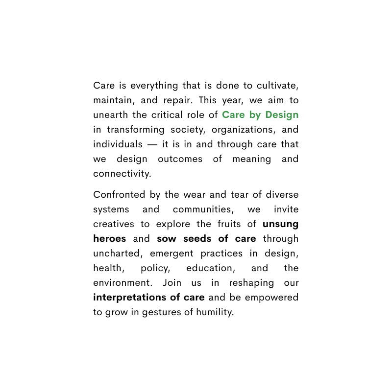 harvardxdesign's tweet photo. This year, we're inviting creatives from emergent practices in design, health, policy, education, and the environment to reshape our conventional interpretations of care.

Join us at @harvardgsd on Sunday, 4/2 &amp; get  Early Bird Tickets by 3/26 at https://t.co/gFSPkBAnCW https://t.co/qXvQWfdl8w